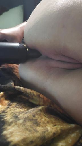 Massage Gun Used to Fuck Tight Asshole