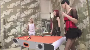 Three sexy milfs pleasuring a huge cock in a dark alley