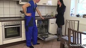 Petite German Teen Stella Fucks Big Cock Handyman for Cash and Facial