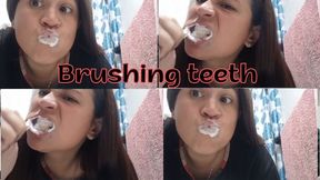 Brushing teeth close-up