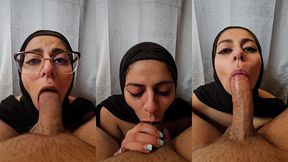 pov sloppy blowjob till balls cum in mouth mia niqab