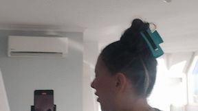 Stevie's backwards mirror selfie sneezes