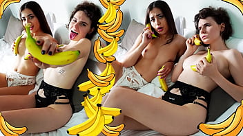 Two lesbians and bananas - Darcy Dark &amp_ Regina Rich