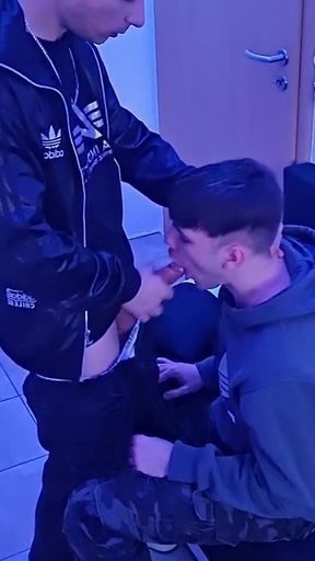 Scally Boy Uses His Gay Bitch's Mouth to Empty His Balls and Shot His Load All Over His Face