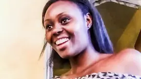 Amateur Black Darling Blows First White Cock On Balcony