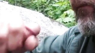 Older Man Sucks Young Cock Outdoors