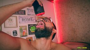 POV From Under Camilo Brown Fucking His Fleshlight Cums Inside And Swallows His Own Load