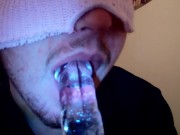 Masked Man Has Fun With 8 Inch Dildo