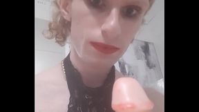 Femboy slut teases you and sucks big dildo