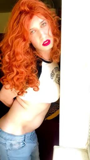 Red stripper with huge cock and tits by Anna Rios