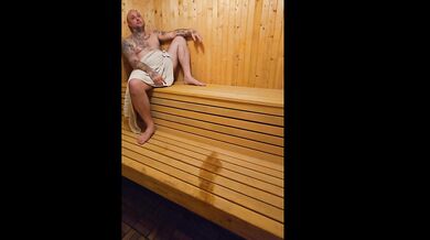 SAUNA ADVENTURE Left alone with a slutty party milf and she made me cum so hard