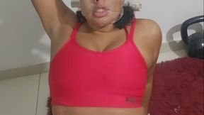 Pignose in plastic, fishnet, pantyhose and glass