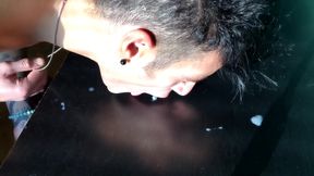 Own Cum Licking of the Table - Teen Fat Cock Cumshot
