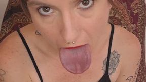 Wide Tongue Ready to Drink Your Cum