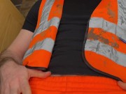 Creampie XL Thick hairy cock cums inside Ginger tradesman’s ass on construction site