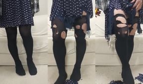 Trans Honoka Scissors Rips Tights Shame Kink Cum Gush Destroyed