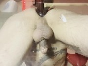 Big Screw shaped Dildo Goes Deep In This Studs Sexy Hole & makes Big Cock drip Cum Nonstop on glass