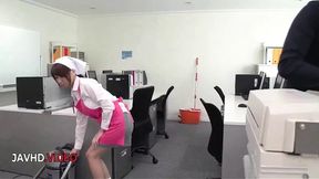 Japanese Office Babe Chihiro Akino Gives Passionate Blowjob for Sizzling Creampie Session