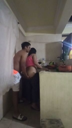 Employee fucked in the kitchen when my wife is distracted   Clip 1