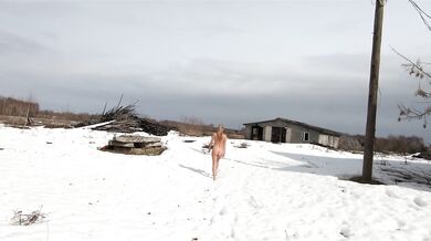 Naked girl in the spring village