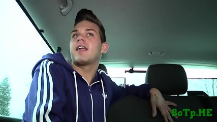 Curious gay dudes try car sex