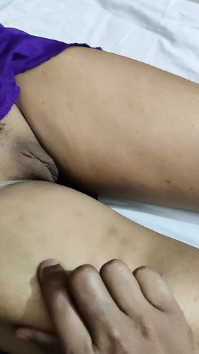 Indian Desi girl body massage with her husband and fingering in juicy pussy and boobs press very romantic and beautiful wife gem