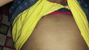 I slid my sister-in-law's panties and tights and rubbed her pussy and ass, wet pussy became