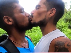 Amateur bearded latin hunks get naughty at the beach