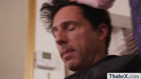 TS hairdresser anal fucked by her horny customer