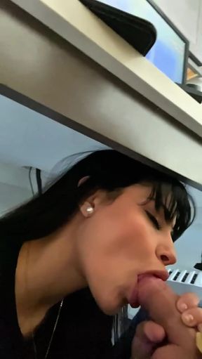 Surprised him at work with a blowjob underneath his desk