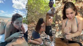 sneaky beach hookup with thick latina