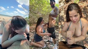 sneaky beach hookup with thick latina