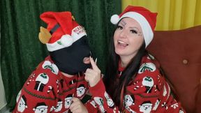 Fetish for passionate kisses on the lips. Dominatrix kisses the slave, feeds him an orange from her sweet lips