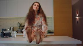 Lisa From Ukraine High Above Him Using Him As Dirty Feet Licker