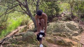 exhibitionist gets naked in the middle of the mountain