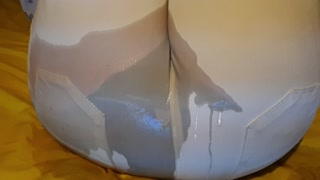 Bedwetting in pee stained white jeans. Feeling lazy and wet the bed again ;P