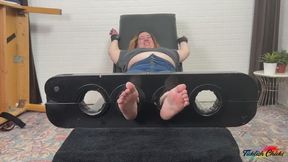 Tickling Heather's Feet and BBW Body While in the Foot Stocks Pt2