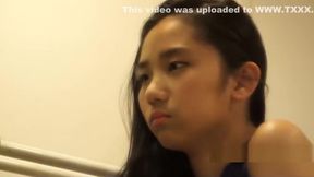 Blushing JAV virgin Asuka strips down to tease in tiny swimwear &amp; nightwear