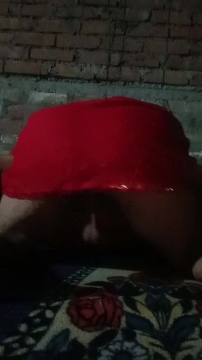 Red Saree My Huge Ass and Cock