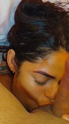 Captivating moment from &quot;wet and messy povblowjob and mouth fucked by my husband while restrain me with his legs&quot;