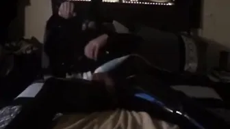 Twink in Latex Self-Bondage with Prostate Toy and Wand