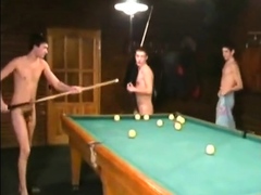 Russian Soldiers Play Pool in Nude