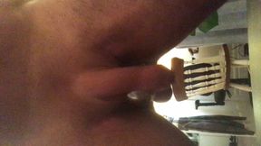 Flopping cock in gym toilet