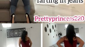Walking and farting in blue jeans