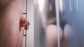 Verified Amateurs In I Fuck With My Lover In The Shower While My Husband Is Closed In The Chastity Belt