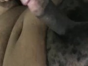 Black chubby teen plays with big dick (no cum)