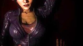 Morrigan In Purple Leather Getting