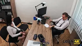 Hott girl seduces loan officer with huge natural breasts
