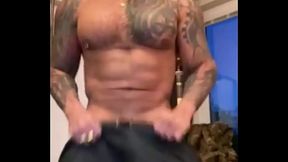 BBC wants to get into your holes VIKTOR ROM FLEXING BIG MUSCLE MAN LATINO TATTOOED