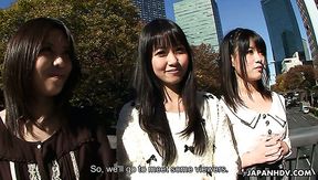 Amazing cute Japanese gal Asakura Kotomi shares dick with some more girls